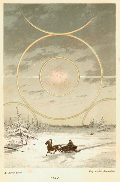 Zombar de sol com raios de sol e auréola, observado no Círculo Polar Ártico, 1873 de Unbekannt
