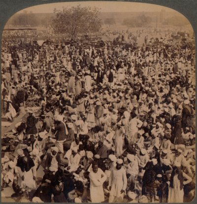 Mohammedans no dia rápido fora da mesquita de Jumma, olhando para o sul, Delhi, Índia, 1903 de Unbekannt