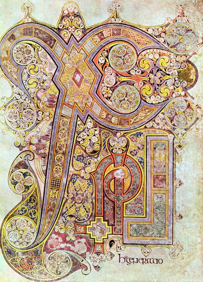 Página do monograma do Livro de Kells Christi Autem Generatio, c800 de Unbekannt