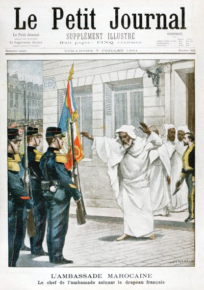 Embaixada marroquina, o embaixador principal saudando a bandeira francesa, 1901 de Unbekannt
