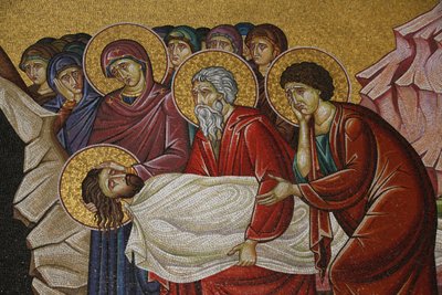 Mosaico da morte de Cristo na Igreja do Santo Sepulcro, Jerusalém, Israel de Unbekannt
