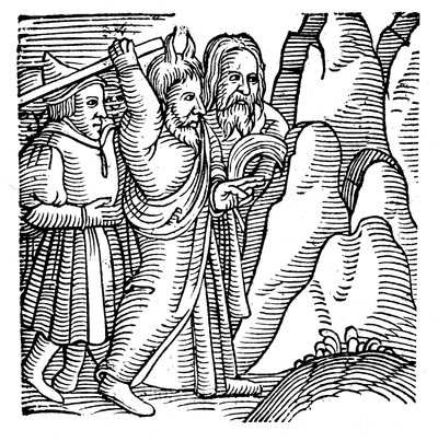 Moisés batendo na rocha no deserto e produzindo água, 1557 de Unbekannt