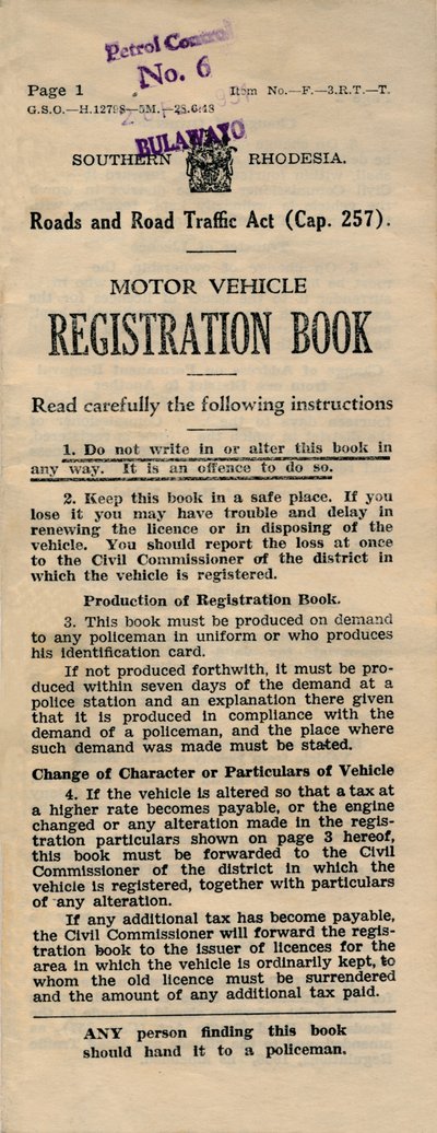 Livro de Registro de Veículos Motorizados, 1949 de Unbekannt
