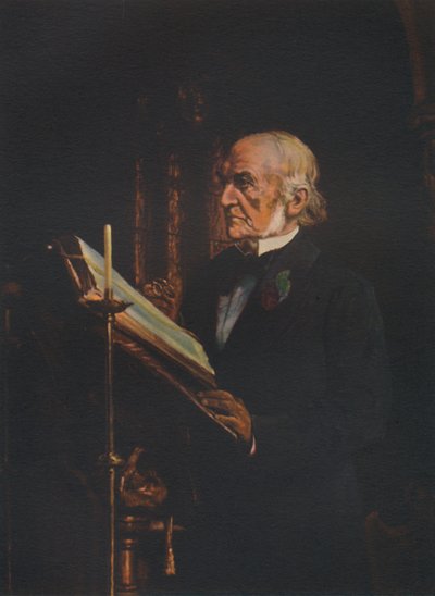 Sr. Gladstone lendo a lição na Igreja Hawarden, c1890s, 1941 de Unbekannt