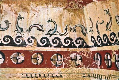 Pintura mural no túmulo de Typhon Tomba del Tifone em Tarquinia, Itália, 1928]. de Unbekannt