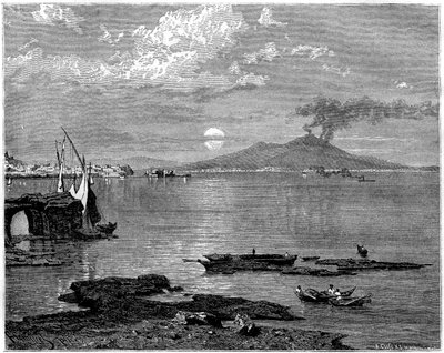 Nápoles e Monte Vesúvio, de Pausilippe, Itália, século XIX de Unbekannt