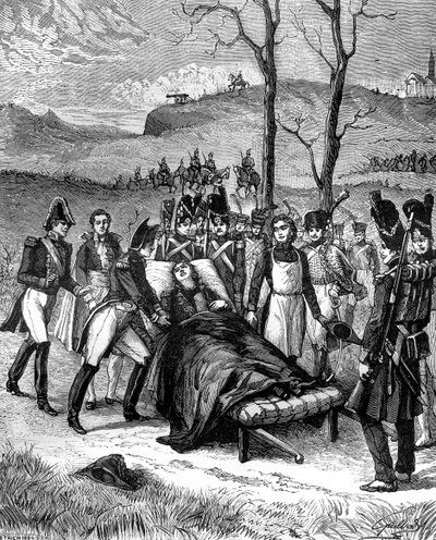 Napoleão correu em direção a Duroc, que ainda vivia, 1813 1882-1884 de Unbekannt