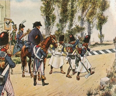 Tropas de Napoleão durante a guerra contra a Áustria, em outubro de 1805, 1936. de Unbekannt
