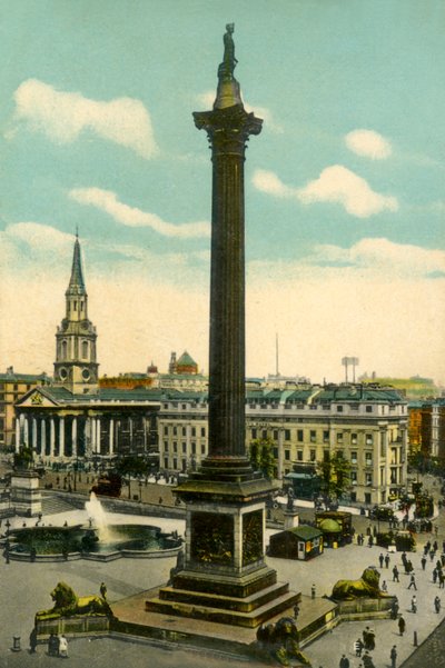 Coluna de Nelsons e Trafalgar Square, Londres, c1910. de Unbekannt