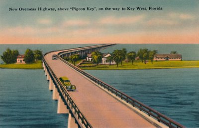 Nova estrada no exterior, acima de Pigeon Key, para Key West, Flórida, c1940s de Unbekannt
