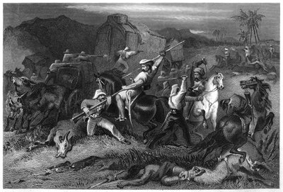 Triagem noturna e ataque a vagões de bagagem, 1857, c1860 de Unbekannt