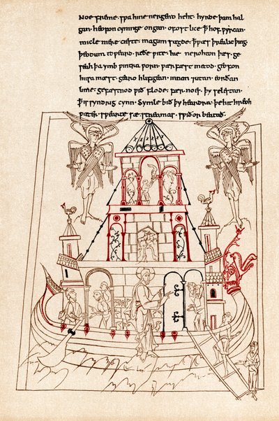 Arca de Noé na forma de um navio Viking com proa do dragão, século X de Unbekannt
