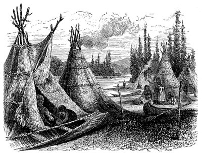 Estabelecimento norte-americano Cree indiano no verão de 1874 de Unbekannt
