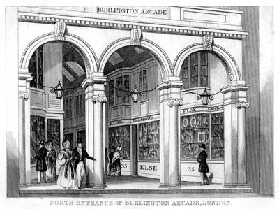 Entrada norte do Burlington Arcade, Westminster, Londres, século XIX de Unbekannt