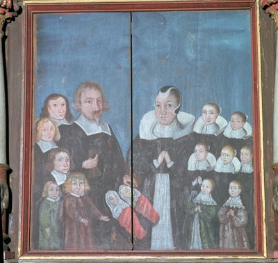 Pintura norueguesa mostrando uma família com quatorze filhos, século XVII de Unbekannt