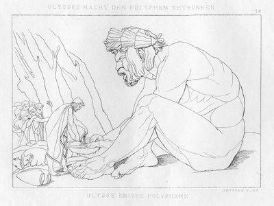Ulisses bebendo com Polifemos, o ciclope, c1833 de Unbekannt