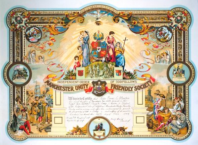 Certificado de detentores de escritório da Loja Feminina da Sociedade Amigável da Unidade de Manchester, 1929 de Unbekannt