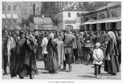 Mercado de roupas velhas, Moscou, século c19 de Unbekannt
