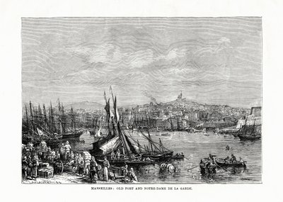 Porto velho e Notre Dame de la Garde, Marselha, França, 1879 de Unbekannt