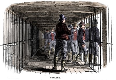 A bordo de um casco da prisão, 1848 de Unbekannt