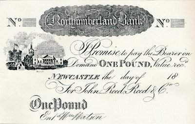 Nota de uma libra executada para o Northumberland Bank, c1820 de Unbekannt
