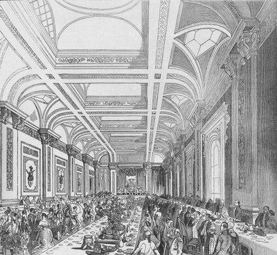 Abertura da Terceira Bolsa Real, 1844. Banquete na Sala de Assinaturas, 1928 de Unbekannt