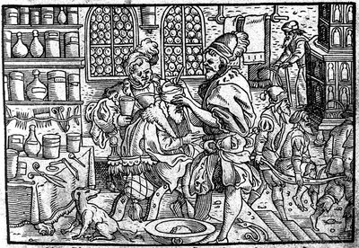 Operação na cabeça de um homem. De: O grande Wundarzney de Theophrastus Bombastus von Hohenheim, 1562 de Unbekannt