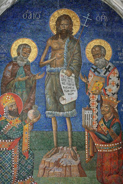 Mosaico ortodoxo retratando São João Batista com bispos e reis da Grécia de Unbekannt