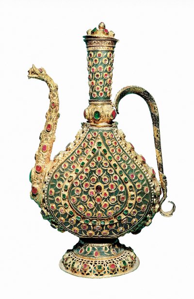 Arte otomana: jarro de ouro, incrustado com pedras preciosas. Ourivesaria do século XVII. de Unbekannt