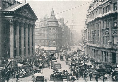 Fora da Mansion House, cidade de Londres, 9h, c1901 1901 de Unbekannt