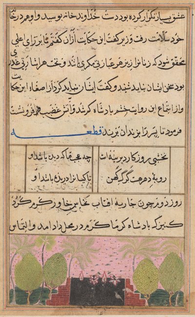 Página de Contos de um papagaio Tuti-nama: Oitava noite: Paisagem com lótus, c. 1560 de Unbekannt