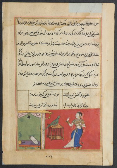 Página de Contos de um papagaio Tuti-nama: Quadragésima sétima noite: O papagaio se dirige a Khujasta ..., c156 de Unbekannt