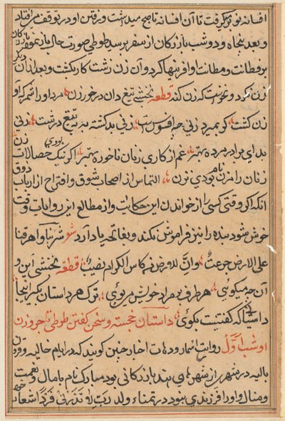 Página de Tales of a Parrot Nome: página de texto, c. 1560. de Unbekannt