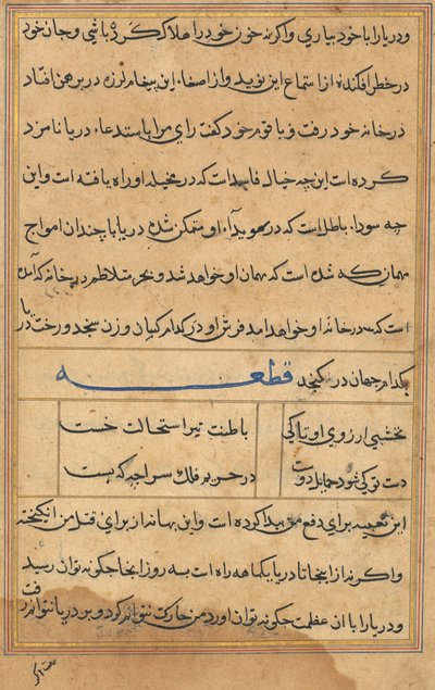 Página de Contos de um Papagaio Tuti-nama: página de texto, c. 1560. de Unbekannt