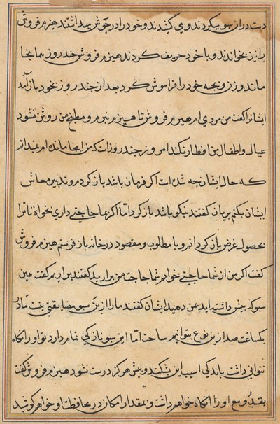 Página de Contos de um Papagaio Tuti-nama: página de texto, c. 1560. de Unbekannt