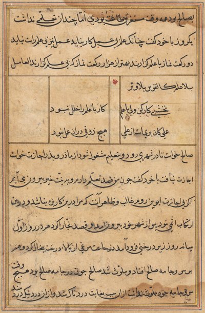 Página de Contos de um Papagaio Tuti-nama: página de texto, c. 1560. de Unbekannt