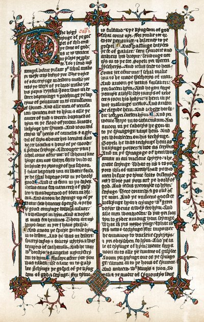 Página da tradução da Bíblia para o inglês de Wycliffes, c1400 de Unbekannt