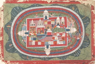 Página de uma vida dispersa do manuscrito do Bhagavata Purana de Krishna, ca. 1775 de Unbekannt