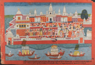 Página de uma vida dispersa do manuscrito do Bhagavata Purana de Krishna, ca. 1775 de Unbekannt