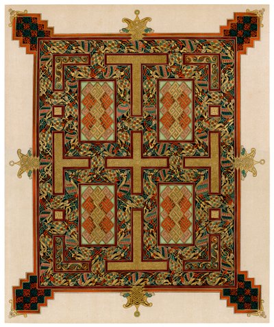 Página dos Evangelhos de Lindisfarne, 710-721 dC de Unbekannt