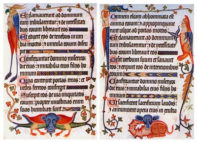 Página do texto ilustrado do Saltério de Luttrell, c1300-c1340, c1900-1920 de Unbekannt