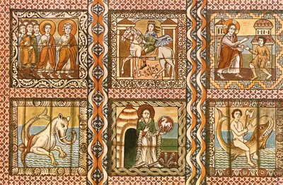 Teto de madeira pintado na igreja de St. Martins, Zillis, Suíça, 1928. de Unbekannt