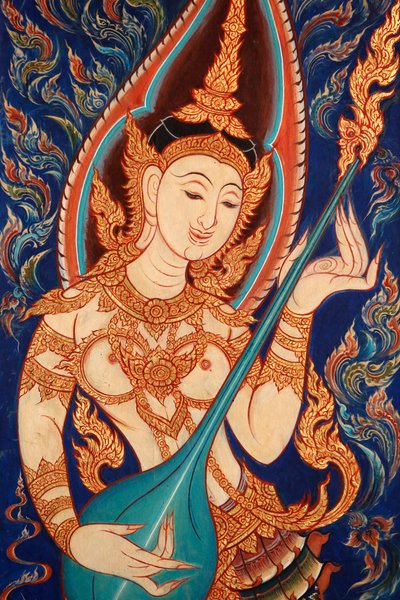 Pintura mostrando um apsara tocando música, Lecce, Italie de Unbekannt