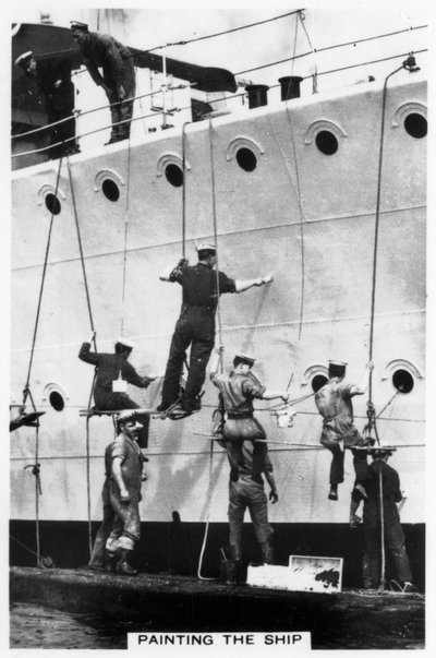 Pintando o casco de um navio, 1937 de Unbekannt