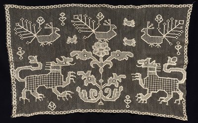 Painel com panteras, pássaros e motivos florais, do século XVIII ao XIX. de Unbekannt