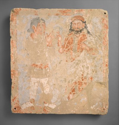 Painel com o deus ZeusSerapisOhrmazd e adorador, ca. século III d.C. de Unbekannt