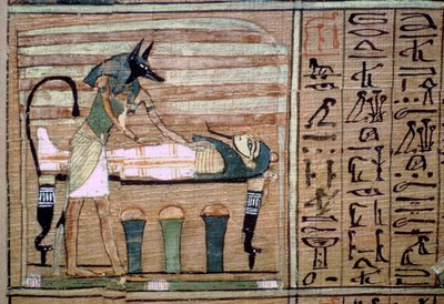 Papiro de Anubis preparando uma múmia de Unbekannt