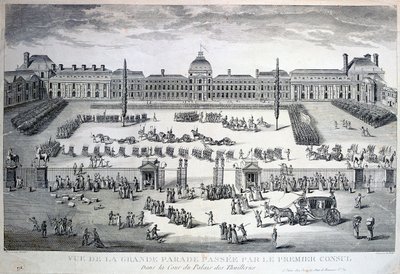 Desfile das tropas durante o Grand Parade, Palácio das Tulherias, século XIX de Unbekannt
