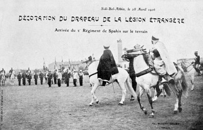 Desfile da bandeira da Legião Estrangeira Francesa, Sidi Bel Abbes, Argélia, 28 de abril de 1906 de Unbekannt