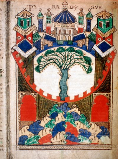 Paradise, uma página de Liber Floridus, século XII de Unbekannt